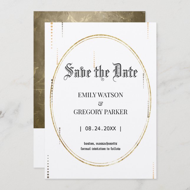 Vintager Hintergrund Save the Date (Vorne/Hinten)