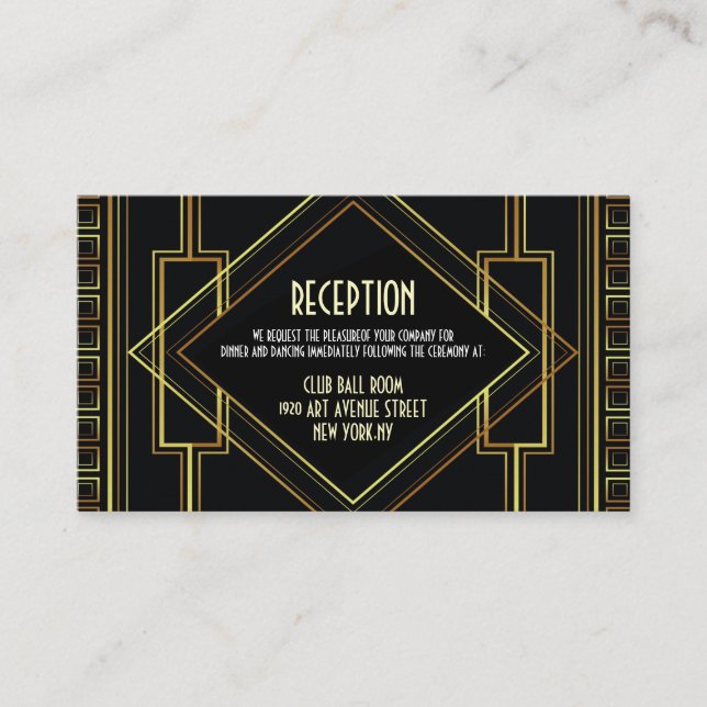 Vintager Hochzeitsempfang Begleitkarte (Vorderseite)