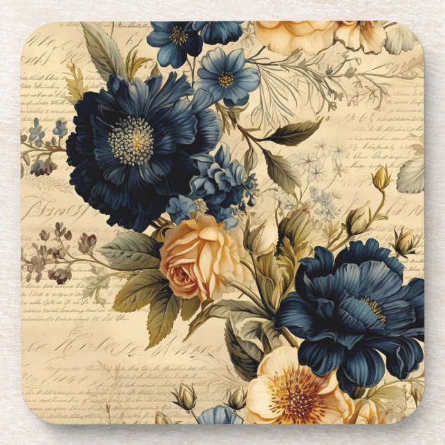 Vintager HochzeitsUntersetzer der Marine und der E Getränkeuntersetzer (Vorderseite)