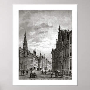 Vintager Holländerdruck Leiden, Hauptstraße Poster