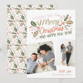 Vintager Holly Tilted Snapshot Multi-Foto Feiertagskarte