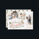 Vintager Holly Tilted Snapshot Multi-Foto Feiertagskarte<br><div class="desc">Diese festliche und schicke Urlaubskarte mit original handgezeichnet Winterfolien mit hübscher Typografie in lebhaften Farben und gekachelten Fotos mit bunten Rahmen. Die Rückseite ist mit einem passenden Muster für eine besondere Touch versehen.</div>