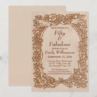 Vintager Holzbär Rustikal 50. Geburtstag Einladung