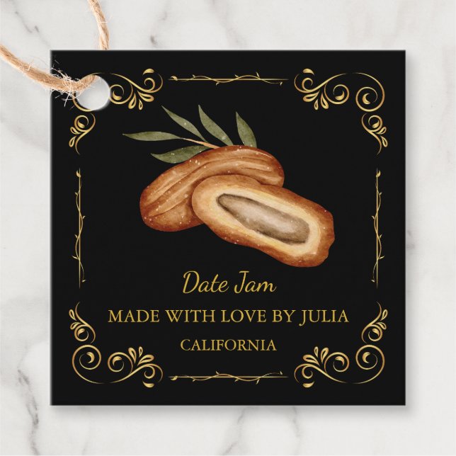 Vintager Homemade Date Jam Square Hang Tag Geschenkanhänger (Vorderseite)