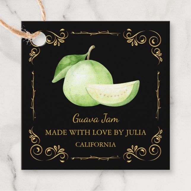 Vintager Homemade Guava Jam Square Hang Tag Geschenkanhänger (Vorderseite)