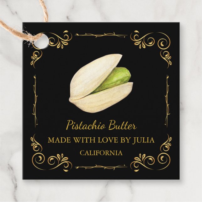 Vintager Homemade Pistachio Butter Square Hang Tag Geschenkanhänger (Vorderseite)