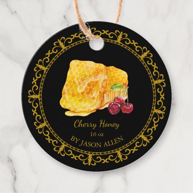 Vintager Honeycomb Cherry infundiert Honey Hang Ta Geschenkanhänger (Vorderseite)