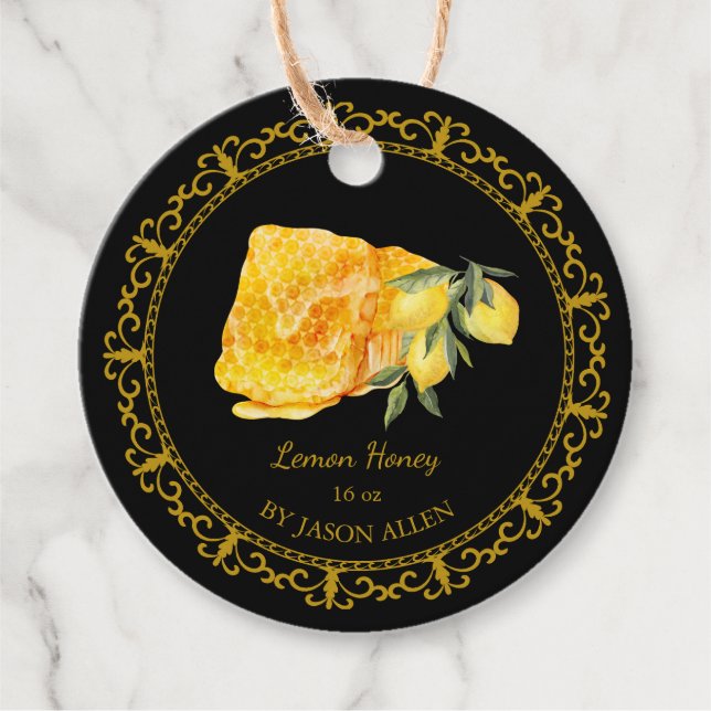 Vintager Honeycomb Lemon Infused Honey Hang Tag Geschenkanhänger (Vorderseite)