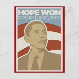 Vintager "Hope Won" Obama Postkarte