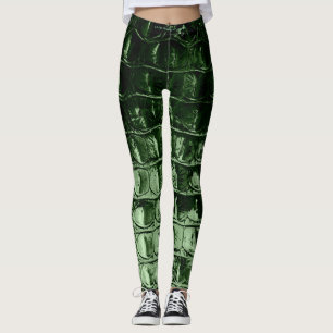 VINTAGER "HORNBACK" ALLIGATORledernes KIEFERN-GRÜN Leggings