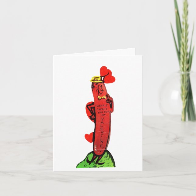 Vintager Hot Dog Frank Valentine Karte (Vorderseite)