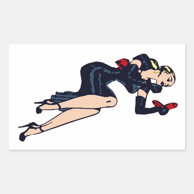 Vintager Hübscher Blonde Retro Glamour Pinup Rechteckiger Aufkleber (Vorderseite)
