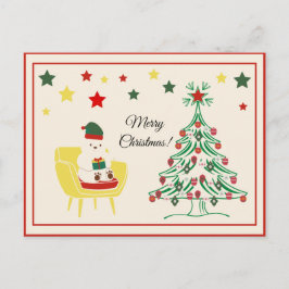 Vintager Hübscher Weißteddybär Frohe Weihnachten