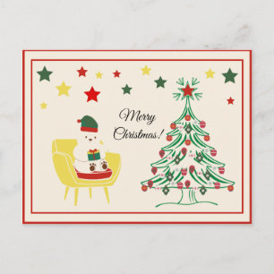 Vintager Hübscher Weißteddybär Frohe Weihnachten