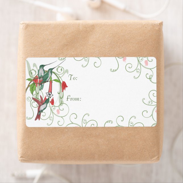Vintager Humingbird Swirl Weihnachtsgeschenke Tags (Insitu)