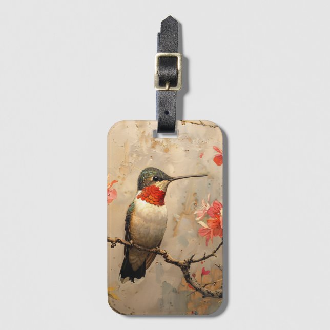 Vintager Hummingbird-Gepäcktag Gepäckanhänger (Vorderseite Vertikal)