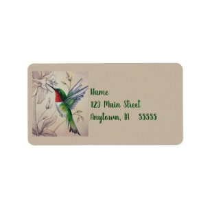 Vintager Hummingbird No. 6 Wasserfarben Adressaufkleber