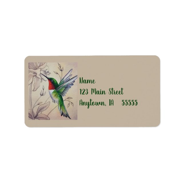 Vintager Hummingbird No. 6 Wasserfarben Adressaufkleber (Vorne)