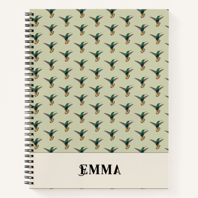 Vintager Hummingvogel Personalisiert Notizbuch (Vorderseite)