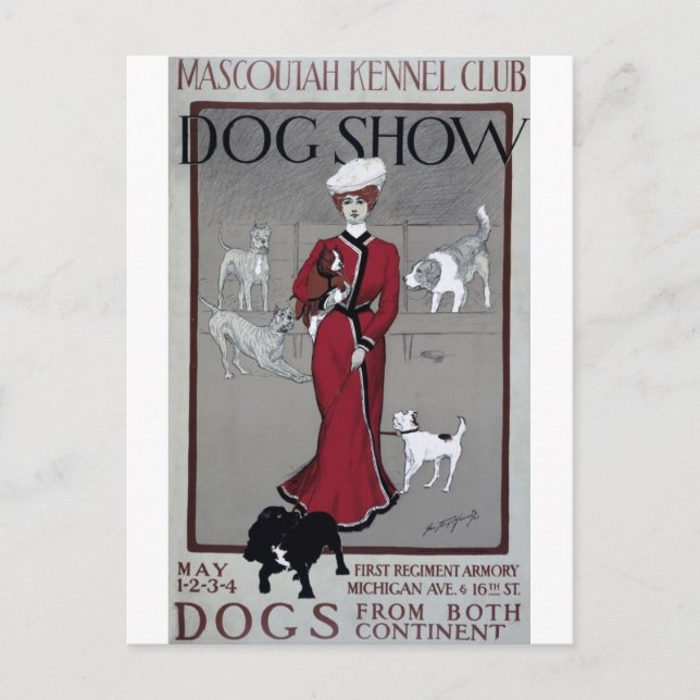 Vintager Hund Mascoutah Kennel Club Postkarte (Vorderseite)