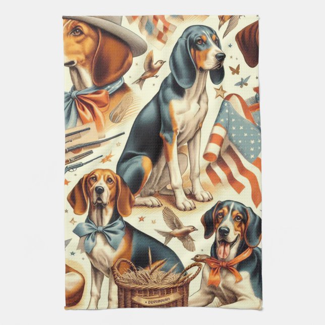 Vintager Hund nahtlos Geschirrtuch (Vertikal)