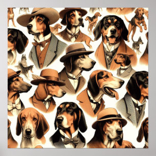 Vintager Hund nahtlos Poster