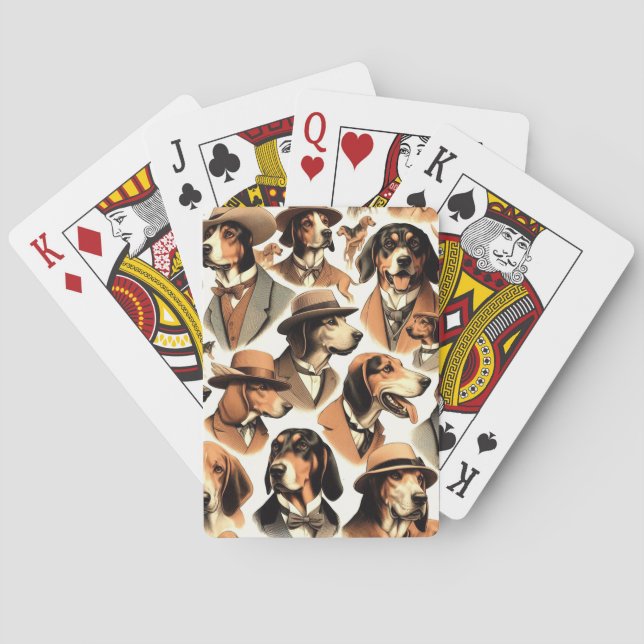 Vintager Hund nahtlos Spielkarten (Rückseite)