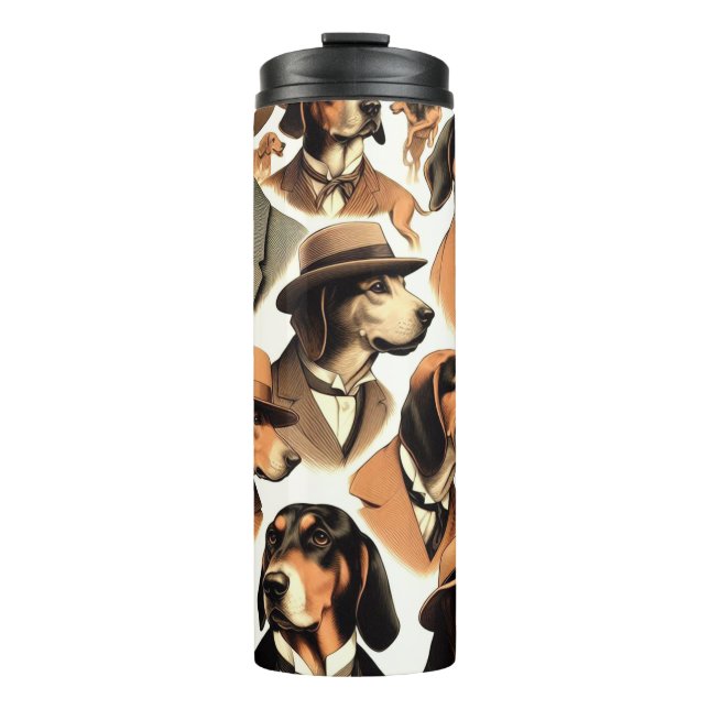 Vintager Hund nahtlos Thermosbecher (Vorderseite)