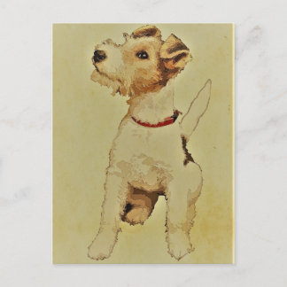 Vintager Hund Print Fox Terrier Postkarte