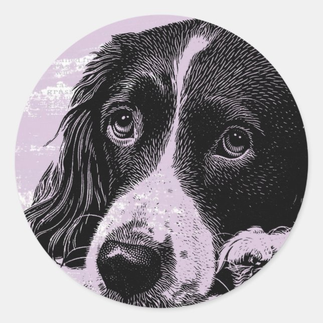 Vintager Hund Runder Aufkleber (Vorderseite)