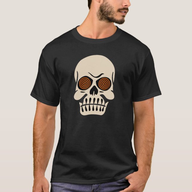 Vintager hypnotischer Augen-Schädel T-Shirt (Vorderseite)