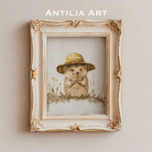 Vintager Igel Portrait Painting Forest Animal Poster