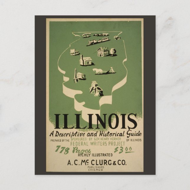 Vintager Illinois Retro Reiseführer Postkarte (Vorderseite)
