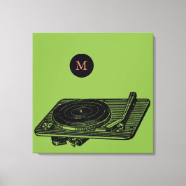 Vintager Illustrationsaufzeichner DJ Monogram C Leinwanddruck