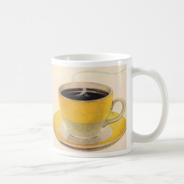 Vintager Illustrationskaffee im Gelben Cup Kaffeetasse (Rechts)