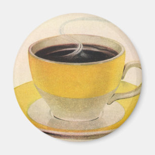 Vintager Illustrationskaffee im Gelben Cup Magnet