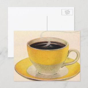 Vintager Illustrationskaffee im Gelben Cup Postkarte