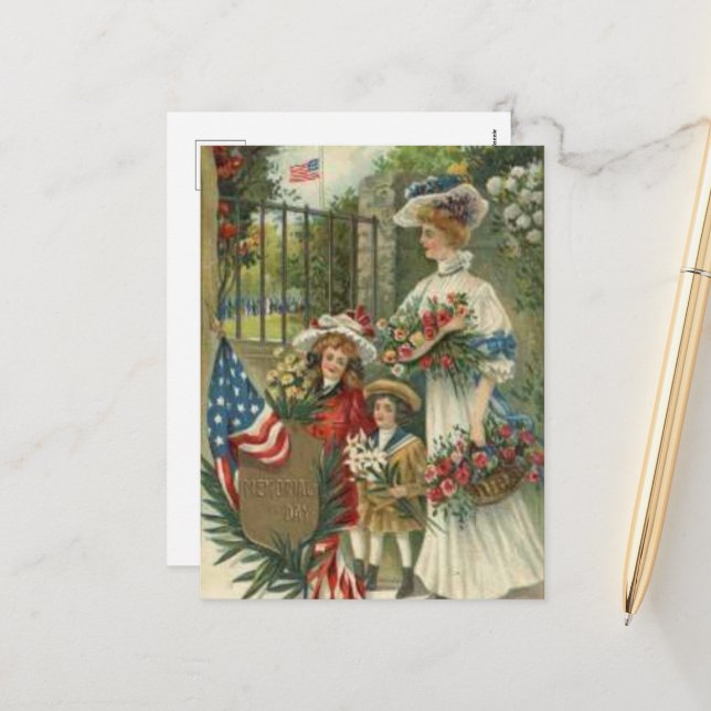 Vintager Impressionismus ehrt Gedenktag Feiertagspostkarte (Vorderseite/Rückseite Beispiel)