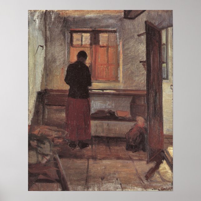Vintager Impressionismus, Küchenmädchen, Ancher Poster (Vorne)