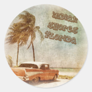 Vintager Inder stützt Strand-Szene unter Runder Aufkleber