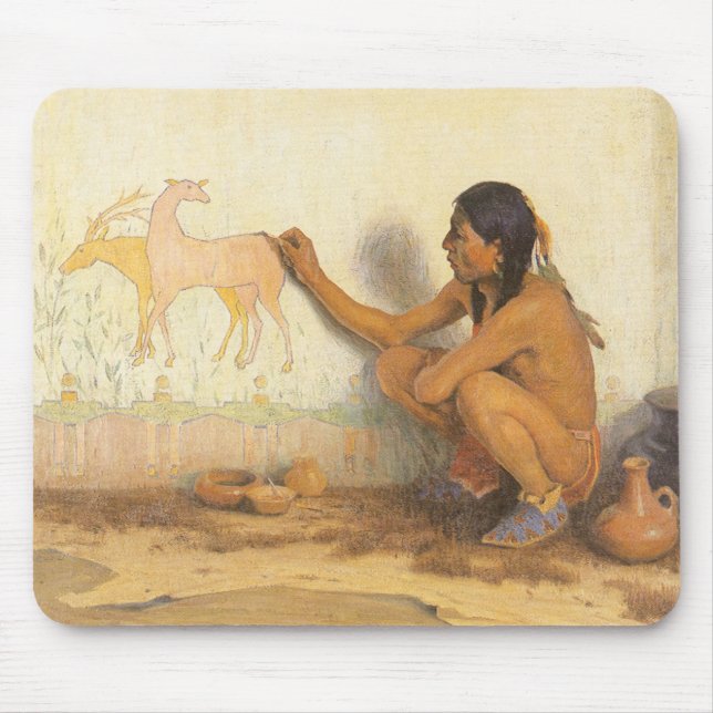 Vintager Indianer, indischer Künstler von Couse Mousepad (Vorne)