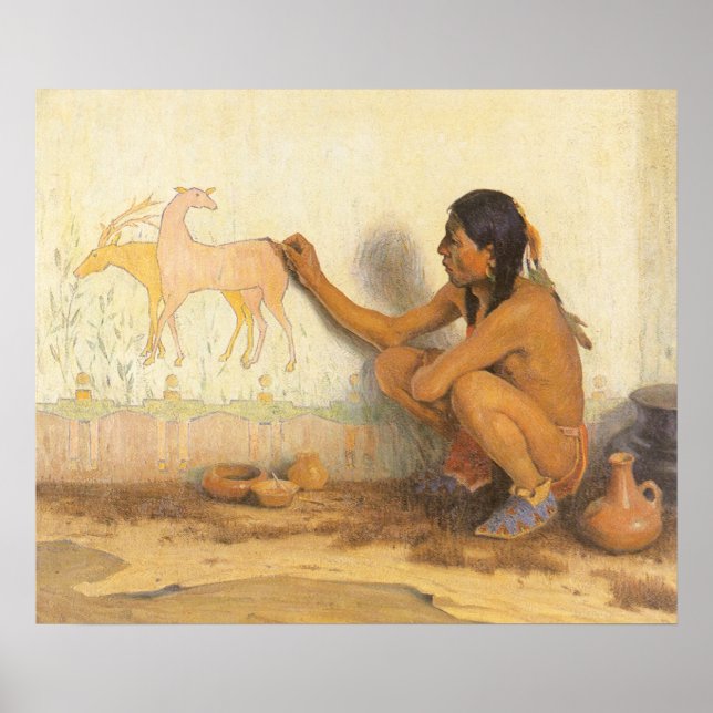 Vintager Indianer, indischer Künstler von Couse Poster (Vorne)