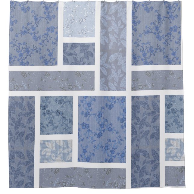 Vintager Indigosteg  Duschvorhang (Vorderseite)