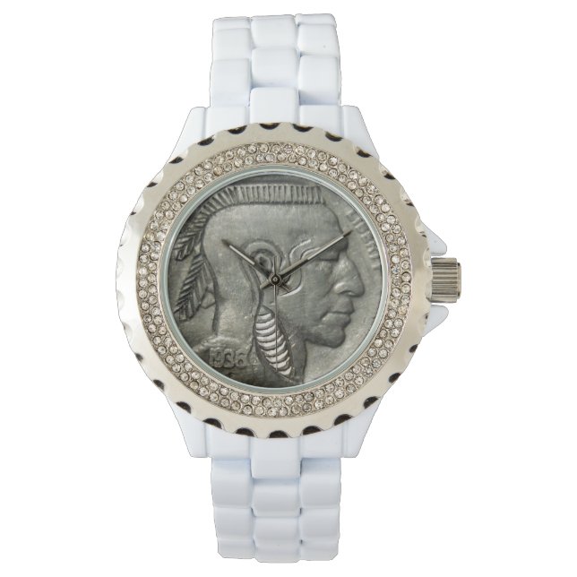 Vintager indischer Leiter Nickel Coin Native Ameri Armbanduhr (Vorderseite)