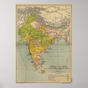 Vintager indischer Maratha und Mysore War Map (180 Poster