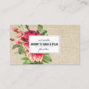 Vintager Info-mit Blumenkontakt der nennenden Telefonnummerkarte