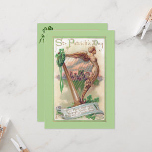 Vintager Irish Harp St. Patrick's Day Karte