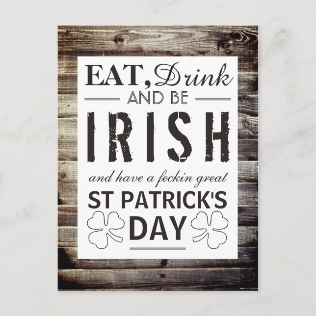 Vintager Irish Wood St Patrick's Day Postkarte (Vorderseite)