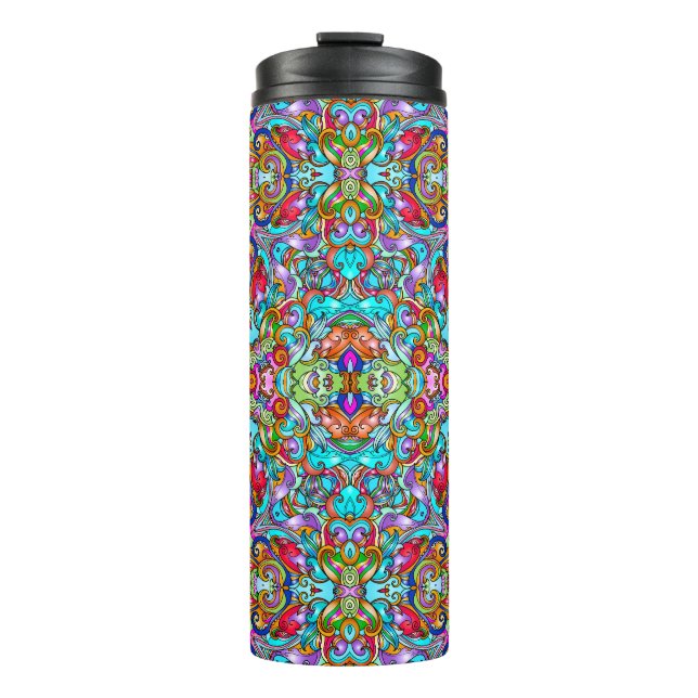 VINTAGER ITALIENISCHER ORNAMENTAL-THERMALTUMBLER THERMOSBECHER (Vorderseite)