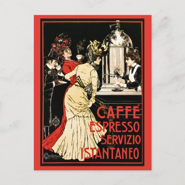 Vintager italienischer Viktorianischer Kaffeespres Postkarte (Vorderseite)